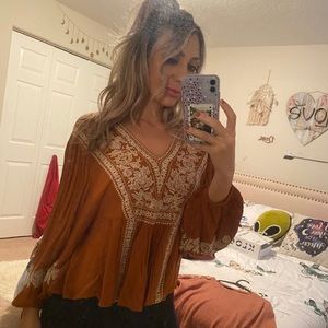 American Eagle Rust color bell sleeve top